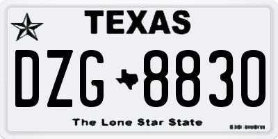 TX license plate DZG8830