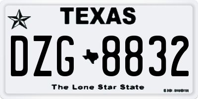 TX license plate DZG8832
