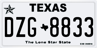 TX license plate DZG8833