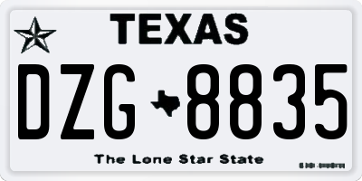 TX license plate DZG8835