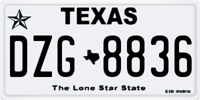TX license plate DZG8836