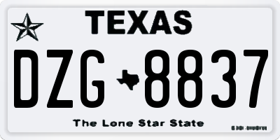 TX license plate DZG8837