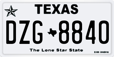 TX license plate DZG8840