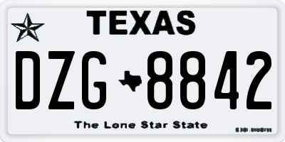 TX license plate DZG8842