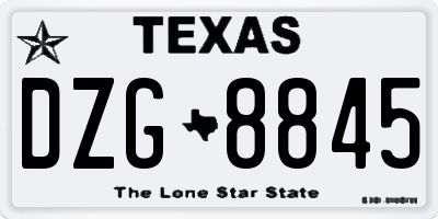 TX license plate DZG8845