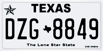 TX license plate DZG8849