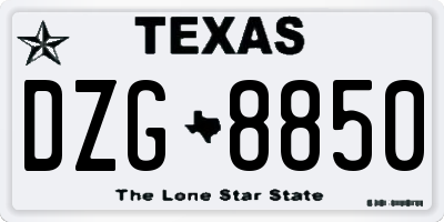 TX license plate DZG8850