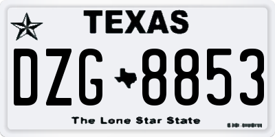TX license plate DZG8853