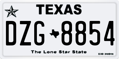 TX license plate DZG8854
