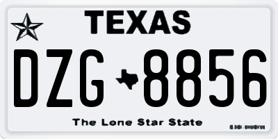TX license plate DZG8856