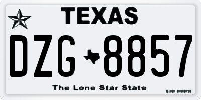 TX license plate DZG8857