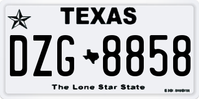 TX license plate DZG8858