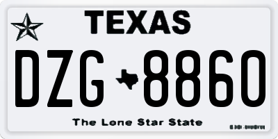 TX license plate DZG8860