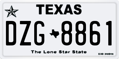 TX license plate DZG8861