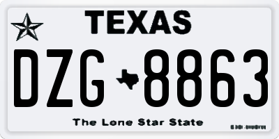TX license plate DZG8863