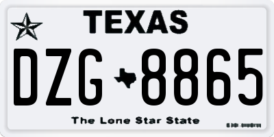 TX license plate DZG8865