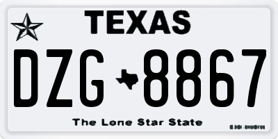 TX license plate DZG8867
