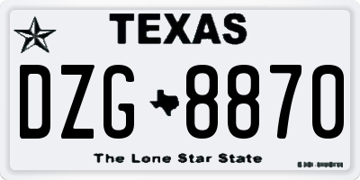 TX license plate DZG8870