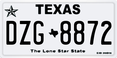 TX license plate DZG8872