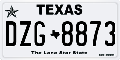 TX license plate DZG8873