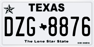 TX license plate DZG8876