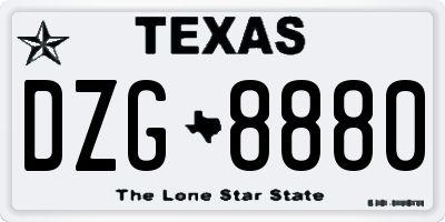TX license plate DZG8880