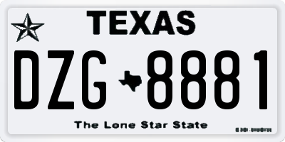 TX license plate DZG8881