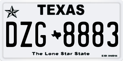 TX license plate DZG8883