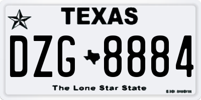 TX license plate DZG8884
