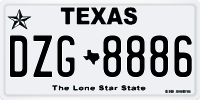 TX license plate DZG8886