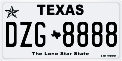 TX license plate DZG8888
