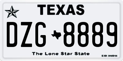 TX license plate DZG8889