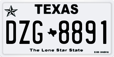 TX license plate DZG8891
