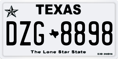 TX license plate DZG8898