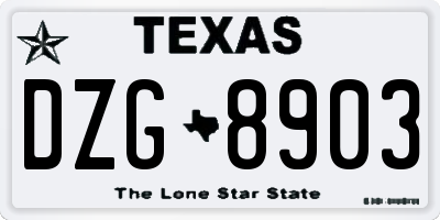 TX license plate DZG8903