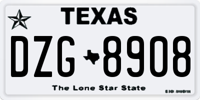 TX license plate DZG8908