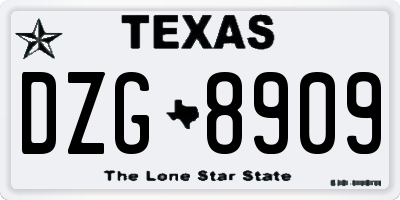 TX license plate DZG8909