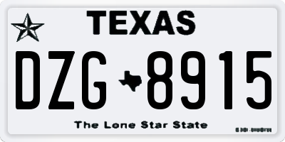 TX license plate DZG8915