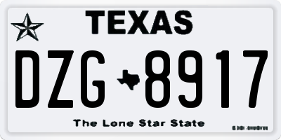 TX license plate DZG8917