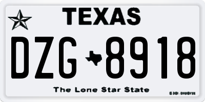 TX license plate DZG8918