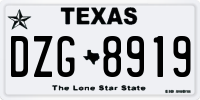 TX license plate DZG8919