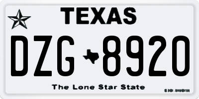 TX license plate DZG8920