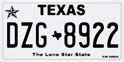 TX license plate DZG8922