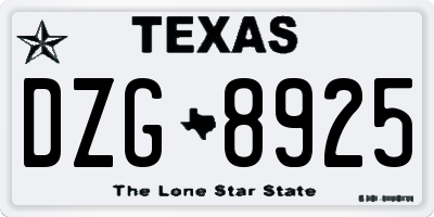TX license plate DZG8925