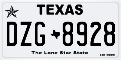 TX license plate DZG8928