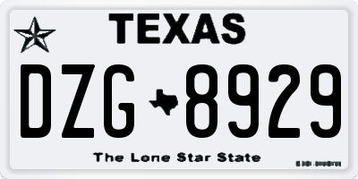 TX license plate DZG8929
