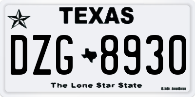 TX license plate DZG8930