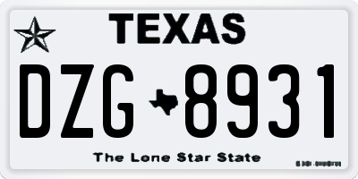 TX license plate DZG8931