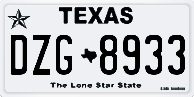 TX license plate DZG8933