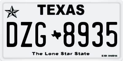 TX license plate DZG8935